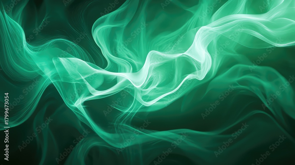 Obraz premium Abstract green smoke evolving flowing creating mystical waves