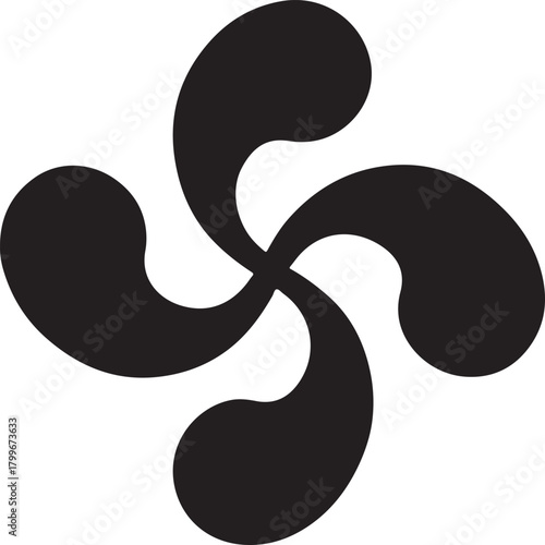 Traditional basque cross lauburu symbol, ancient cultural emblem representing spirituality, heritage, and identity of the basque people isolated on white background, Vector, illustration