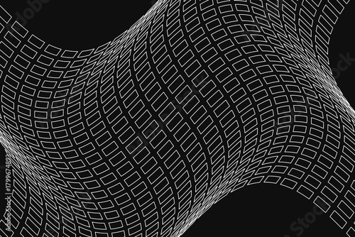 Many rectangles that makes a wavy 3D surface. Optical pattern.