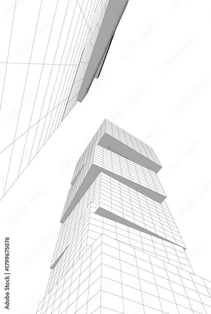 Fototapeta premium Architectural drawings vector 3d drawing