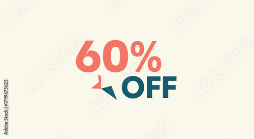 Sixty percent off sale promotion modern typography marketing campaign isolated on beige background
