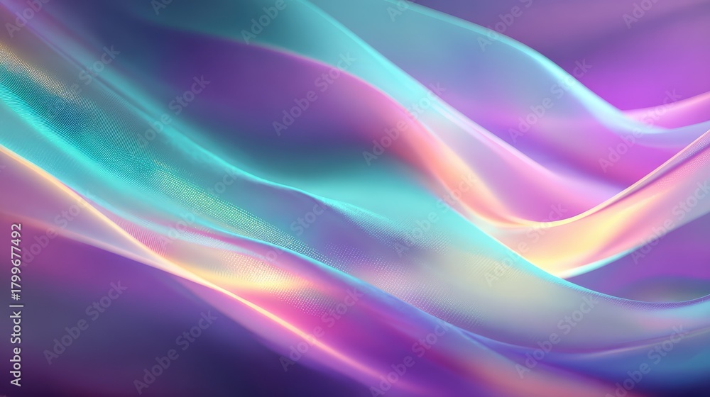 Fototapeta premium Abstract iridescent fabric flowing waves