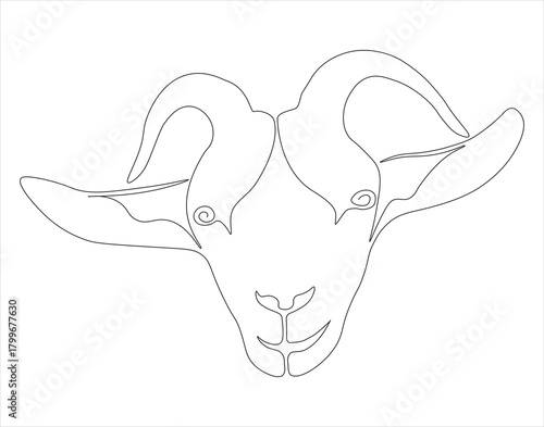 Continuous one line drawing of goat. One line drawing illustration of goat. Goat concept line art. Editable outline