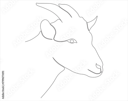 Continuous one line drawing of goat. One line drawing illustration of goat. Goat concept line art. Editable outline