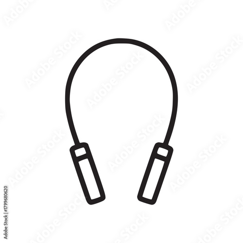 A simple black outline of a jump rope with handles on a white background in a minimalist style design