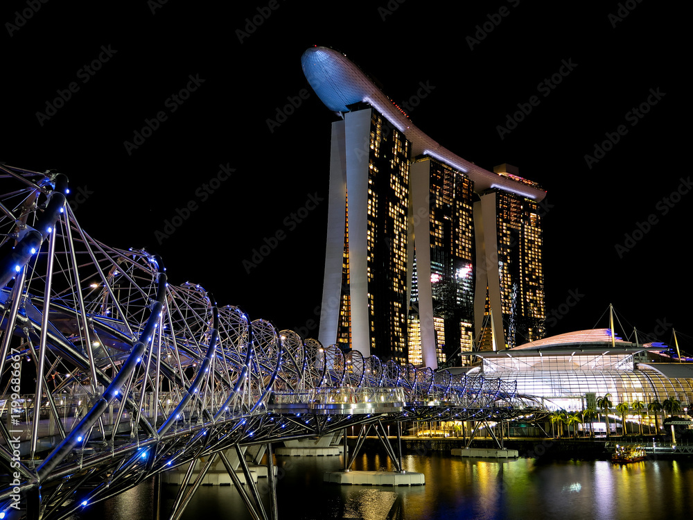 Naklejka premium Singapore, Singapore Marina Bay by night