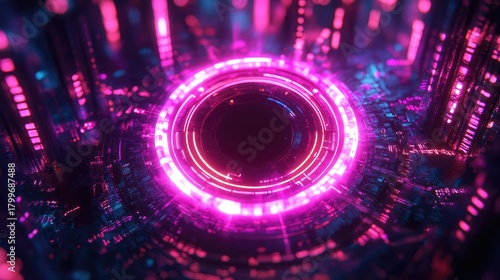 Fototapeta Naklejka Na Ścianę i Meble -  Hyperloop tunnel creating abstract data transfer portal concept