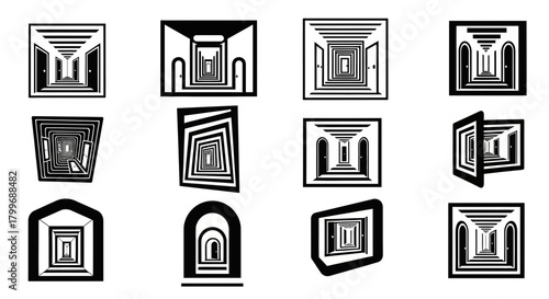 Endless doorways and pathways create a sense of mystery and infinite possibility in this striking black and white graphic collection.