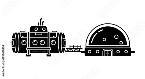 Futuristic science base with connected modules and dome structure, representing exploration and innovation in space