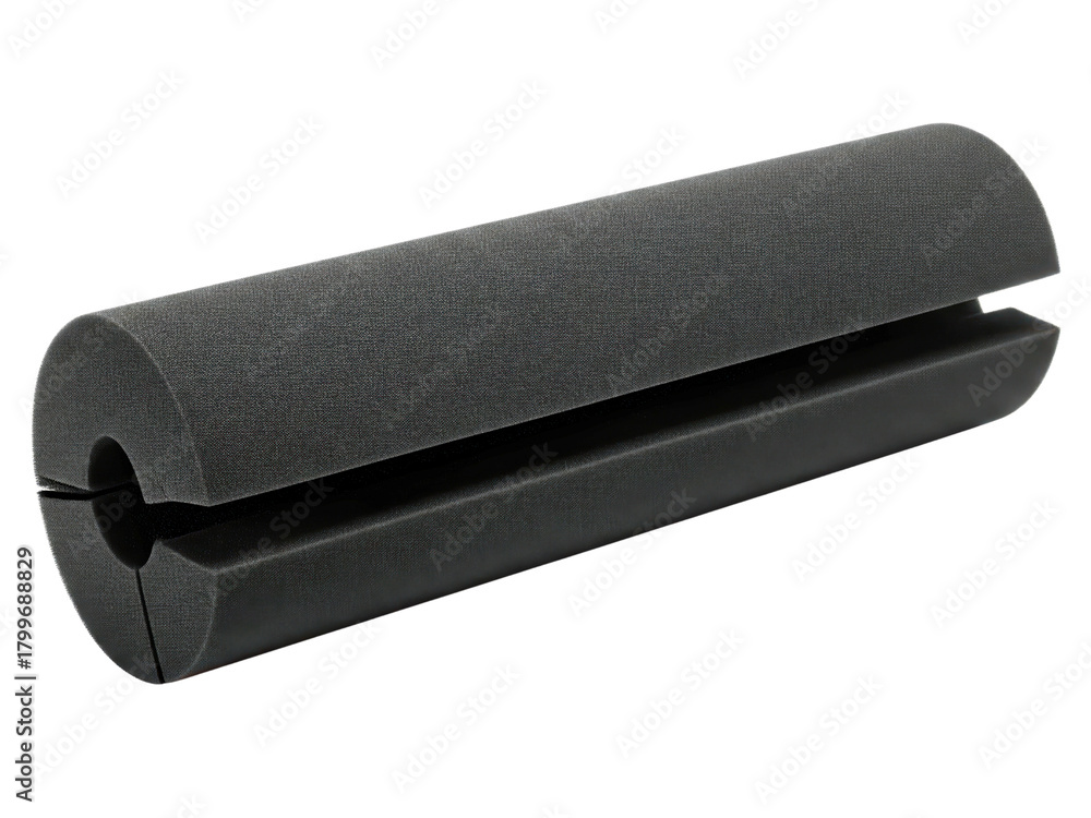 Fototapeta premium Black foam thermal insulation tube for pipe protection on a transparent background