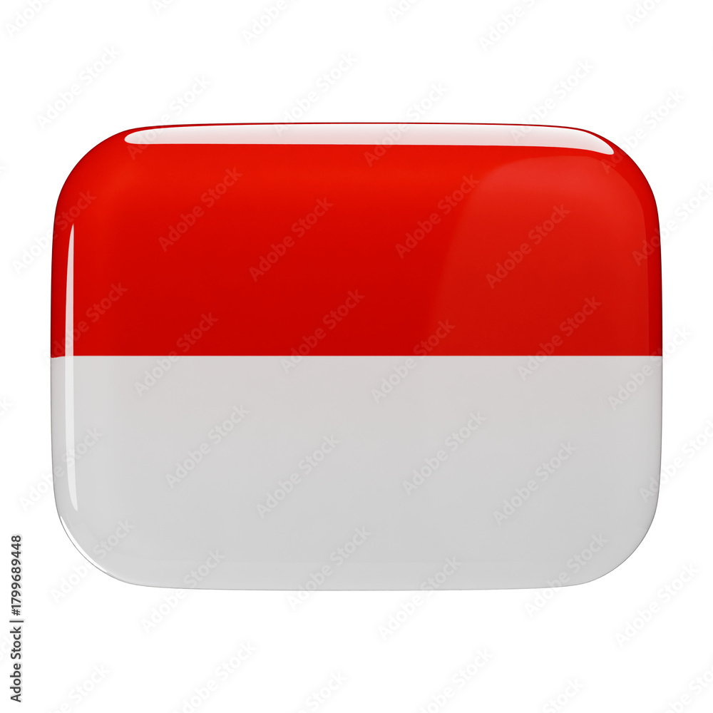 Naklejka premium Minimalist Glossy 3D Icon of the National Flag of Monaco, Suitable for Luxury Travel Websites, Financial Services, and European Geopolitical Graphics.