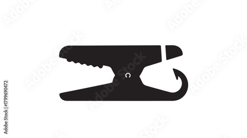 Modern black and white minimalist logo design of a surgical instrument, perfect for medical branding, healthcare technology, or pharmaceutical companies requiring a clean, professional look