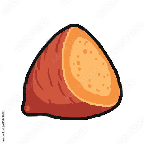 Freshly Cut Sweet Potato Icon Pixelated Illustration of a Delicious, Healthy Food Element
