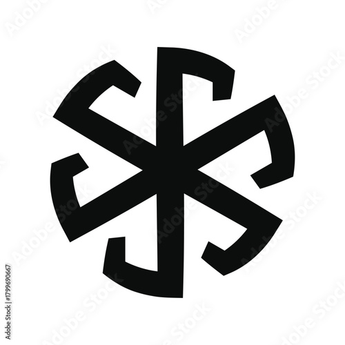 Six-Pointed Star and Circular Swirl Vector Icon