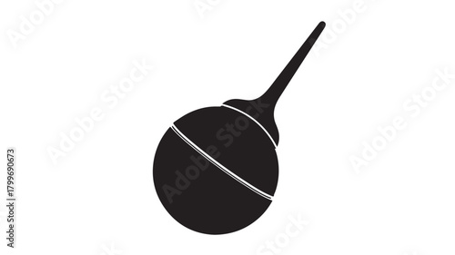 Sleek black enema bulb on white background for medical health and hygiene needs, a modern design element, perfect for wellness brands and health-conscious marketing campaigns