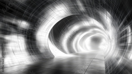 Fototapeta Naklejka Na Ścianę i Meble -  Modern futuristic tunnel with bright light at end