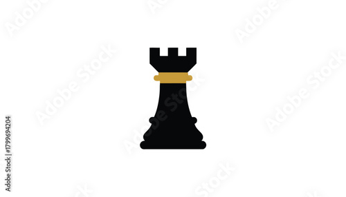 Chess rook icon simple flat illustration strategic game piece isolated on white background