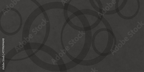 Black abstract background with black circle rings in faded distressed vintage grunge texture design. old geometric pattern paper.  Futuristic technology concept. Suit for cover, poster modern .