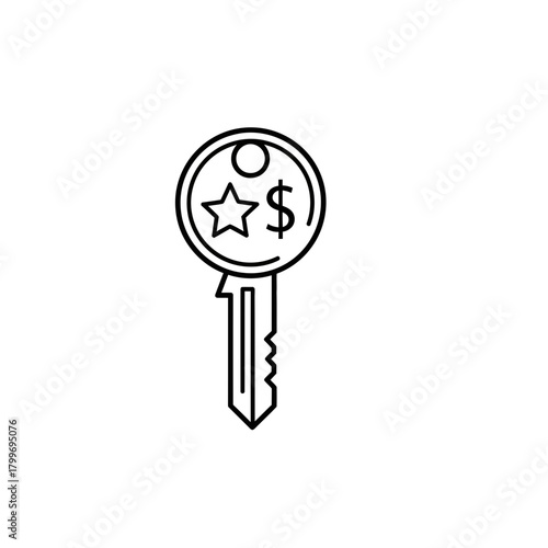 Key Icon with Star and Dollar Symbol Representing Premium Access and Financial Value