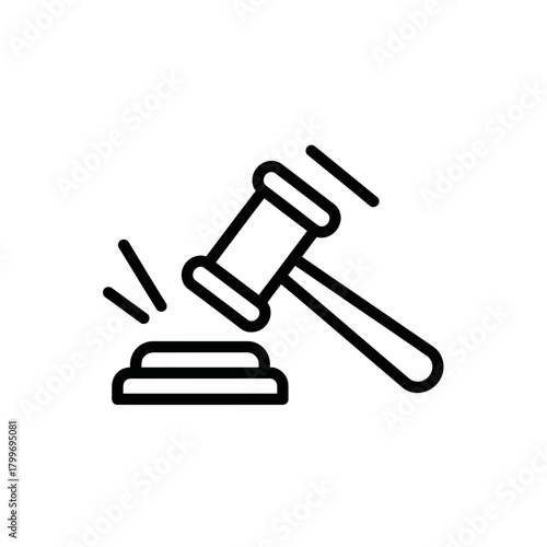 Judge Gavel Icon Representing Law, Legal Decision and Court Judgment