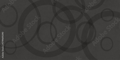 Black abstract background with black circle rings in faded distressed vintage grunge texture design. old geometric pattern paper.  Futuristic technology concept. Suit for cover, poster modern .