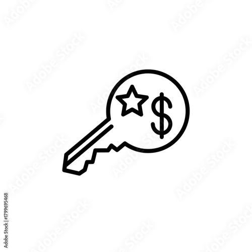 Key Icon with Star and Dollar Symbol Representing Premium Access and Financial Value