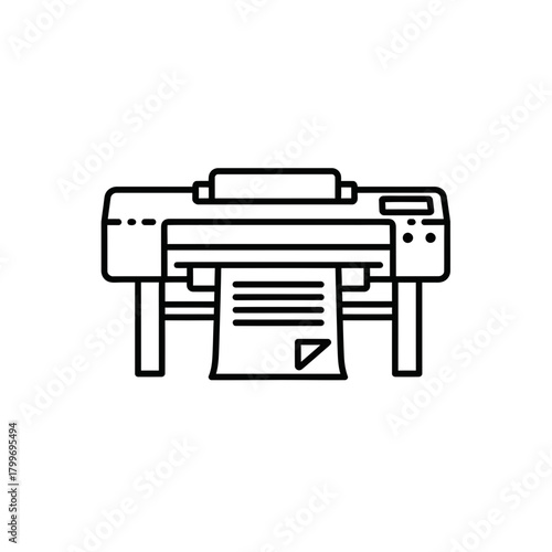 “Large Format Printer Icon – Print Machine Line Art for Office & Graphic Design”