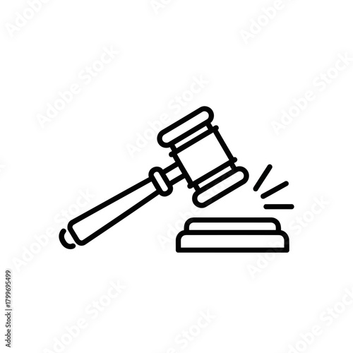 Judge Gavel Icon Representing Law, Legal Decision and Court Judgment