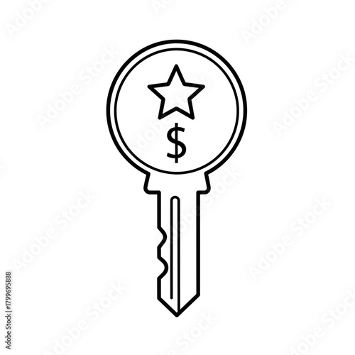 Key Icon with Star and Dollar Symbol Representing Premium Access and Financial Value