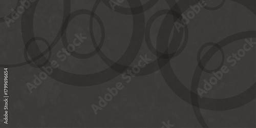 Black abstract background with black circle rings in faded distressed vintage grunge texture design. old geometric pattern paper.  Futuristic technology concept. Suit for cover, poster modern .