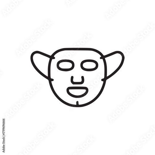 Illustration of a facial mask with eye, nose, and mouth cutouts on a plain white background