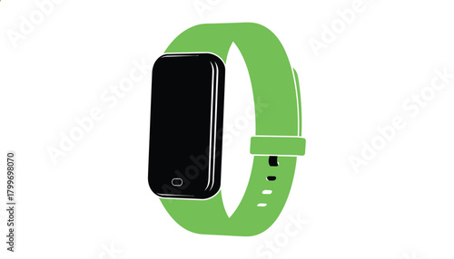 Smartwatch with a green band a illustration on a white background app and product mockups