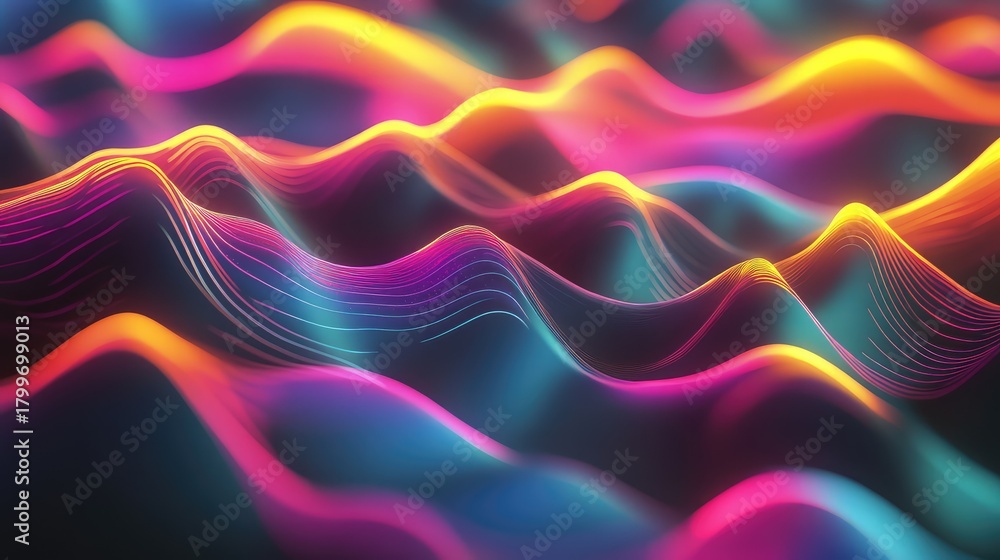 Obraz premium Abstract neon light waves creating vibrant glowing lines