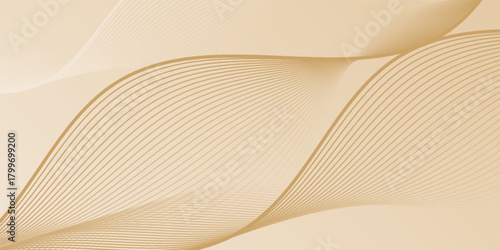 Gold background with abstract shining lines. minimalist background. abstract wavy lines background.