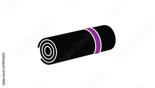 Rolled yoga mat illustration simple isolated on white background fitness and exercise concepts