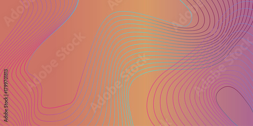 Autumn bright abstract orange background with lines.  Abstract red and yellow gradient background with curved wavy lines. Fluid gradient shapes composition. Futuristic design posters. Trendy.