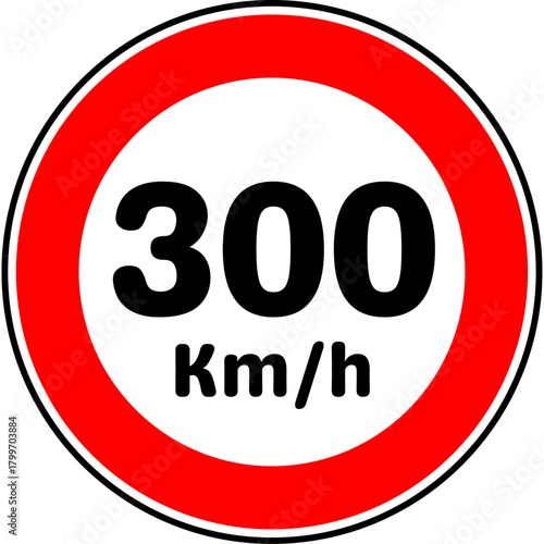 Speed Limit 300 kmh Traffic Sign Vector