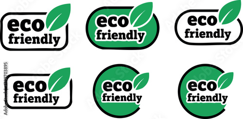 Eco friendly green leaf symbols set for sustainable environment and organic lifestyle vector illustration