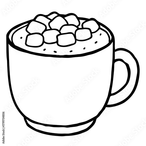 Hot chocolate with marshmallows, a cozy winter drink