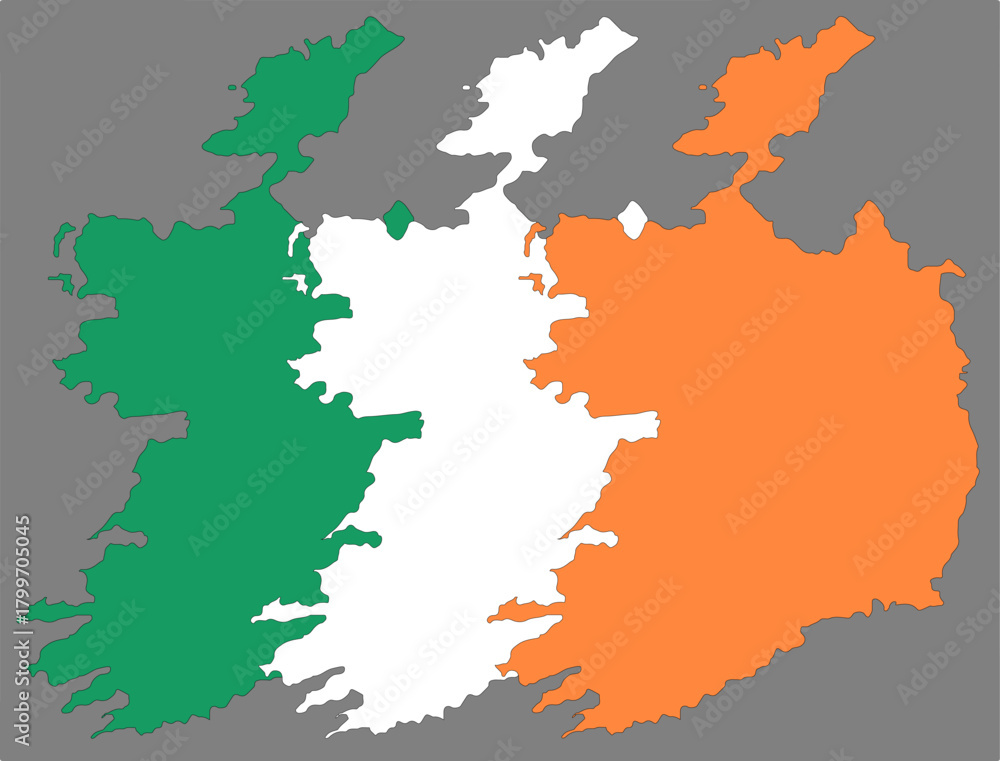 Fototapeta premium Three vector maps of Ireland in the colors of Ireland flag.