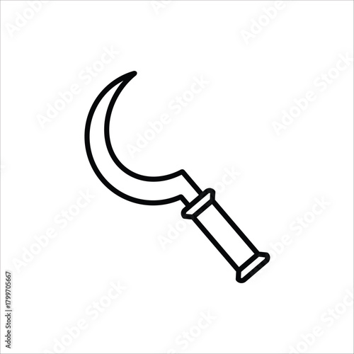 Sickle icon. Gardening equipment. Vector illustration for web design. Isolated on white background.