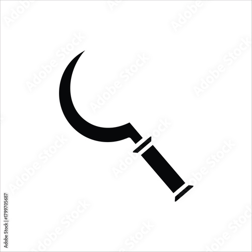 Sickle icon. Gardening equipment. Vector illustration for web design. Isolated on white background.