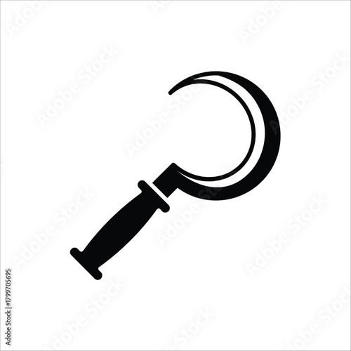 Sickle icon. Gardening equipment. Vector illustration for web design. Isolated on white background.