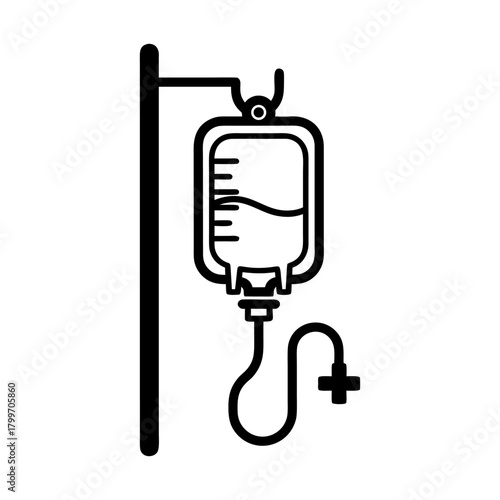 Medical Intravenous Therapy Drip Bag Icon for Essential Healthcare Treatment and Hospital Care Concept