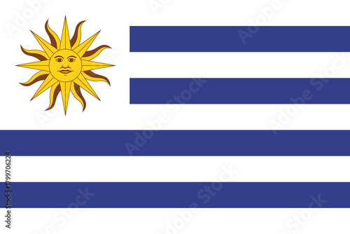 Flag of Uruguay, clean lines illustration with slightly softened colors