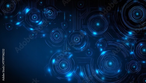 Wallpaper Mural Futuristic technology background with glowing blue circles and lines creating a modern digital network design for innovative concepts Torontodigital.ca