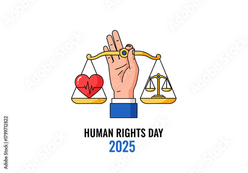 Human Rights Day 2025 Justice, Equality, Heart, Scales