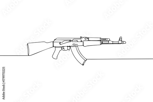 Gun one line continuous drawing. Various modern weapons continuous one line illustration