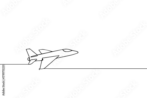 Continuous one line drawing airplanes models. Air transportation. Single line draw design vector graphic illustration