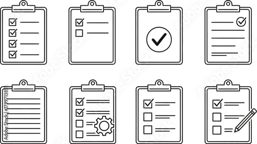 Hand drawn checklists and to do lists on clipboards